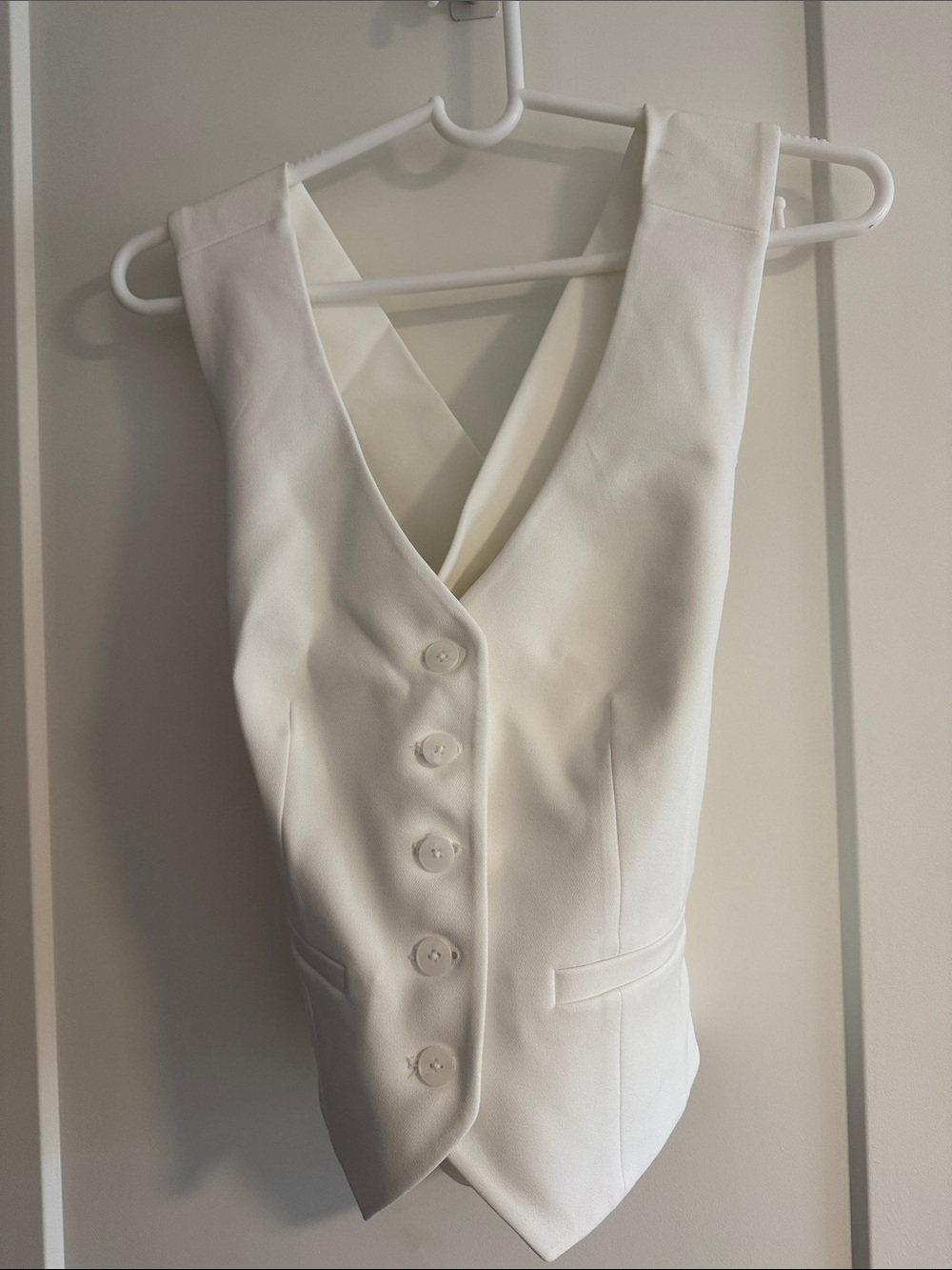Express White V-Neck Button Vest Dress - Women